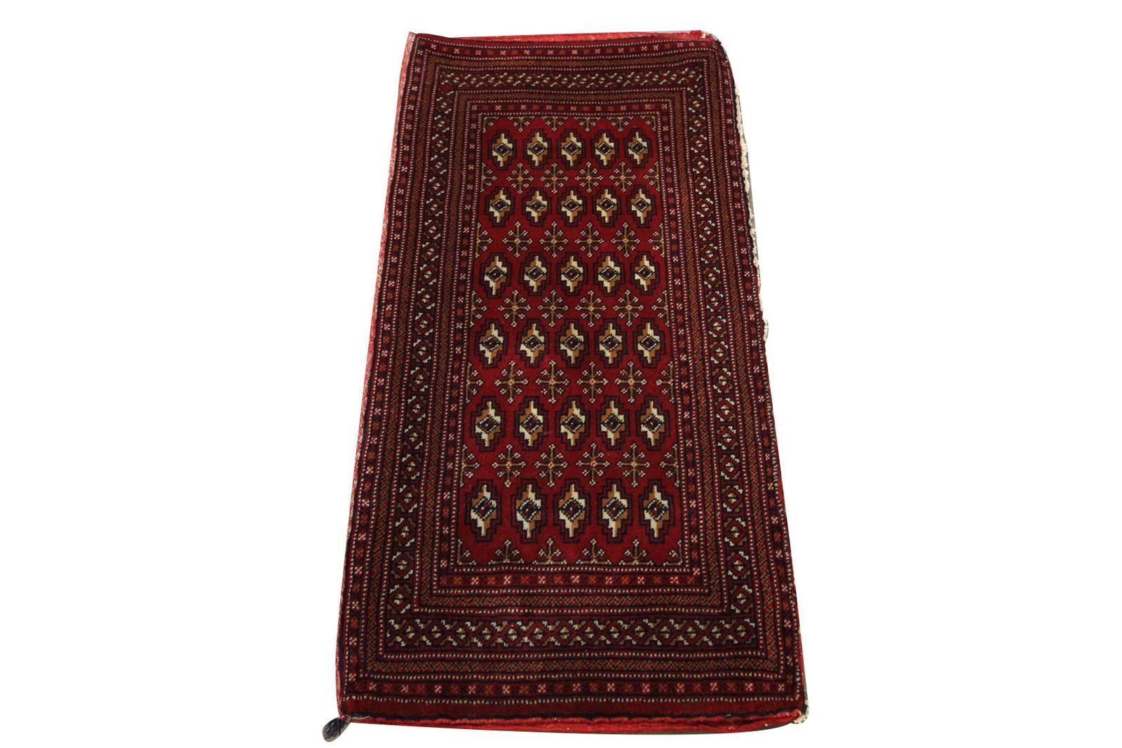 Tapis de salon en laine fait main, tapis Turkman rouge, Poshti vintage photo for sale