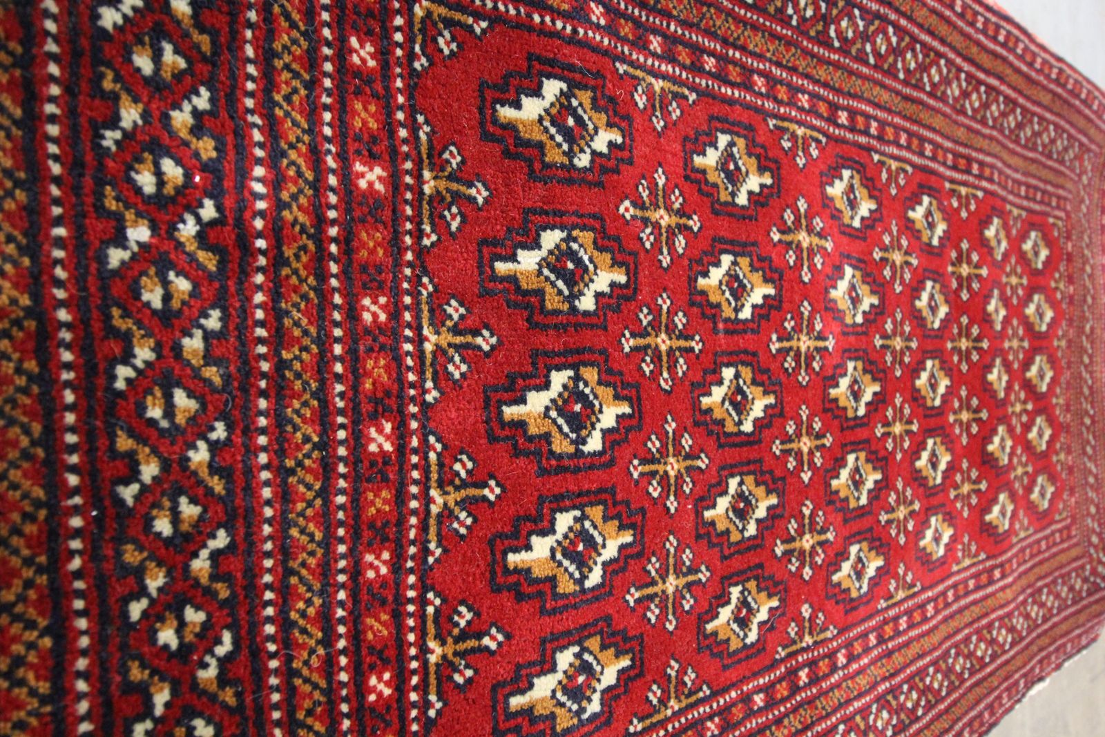Wool Living Room Area Rug Handmade Turkman Carpet Red Poshti Rug photo Textiles