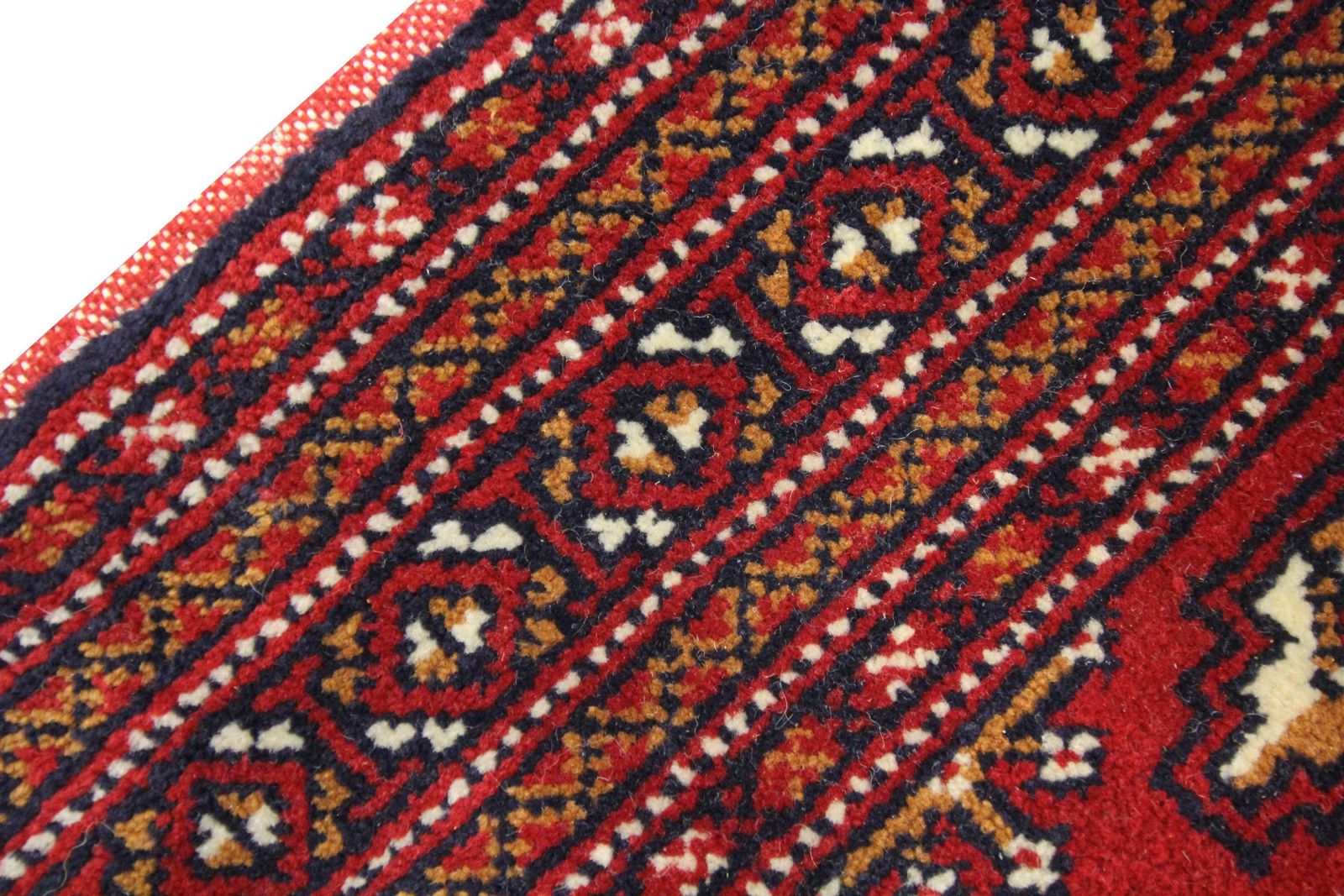 Tapis de salon en laine fait main, tapis Turkman rouge, Poshti vintage photo vintage