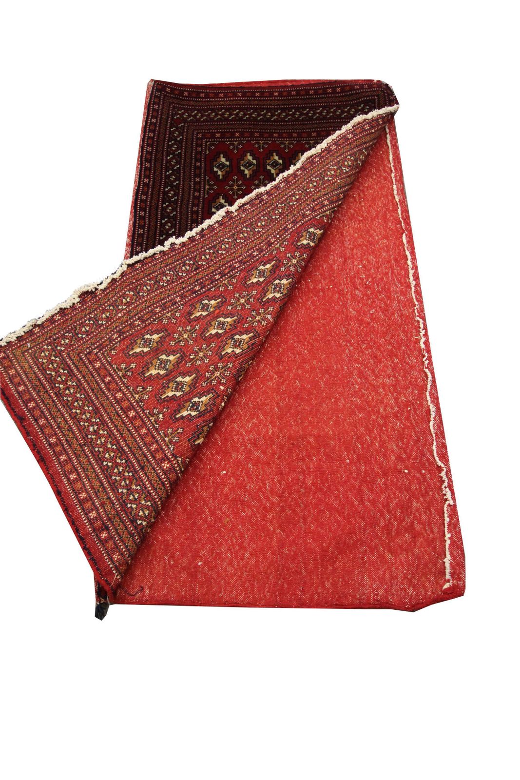 Textiles Tapis de salon en laine fait main, tapis Turkman rouge, Poshti vintage photo