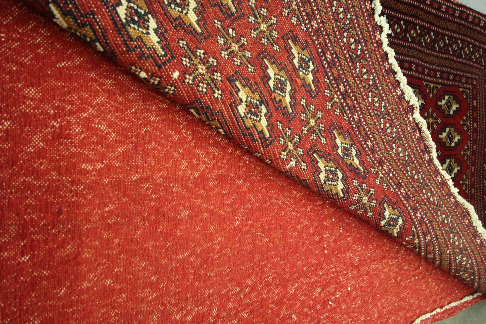 776.0 Wool Living Room Area Rug Handmade Turkman Carpet Red Poshti Rug photo