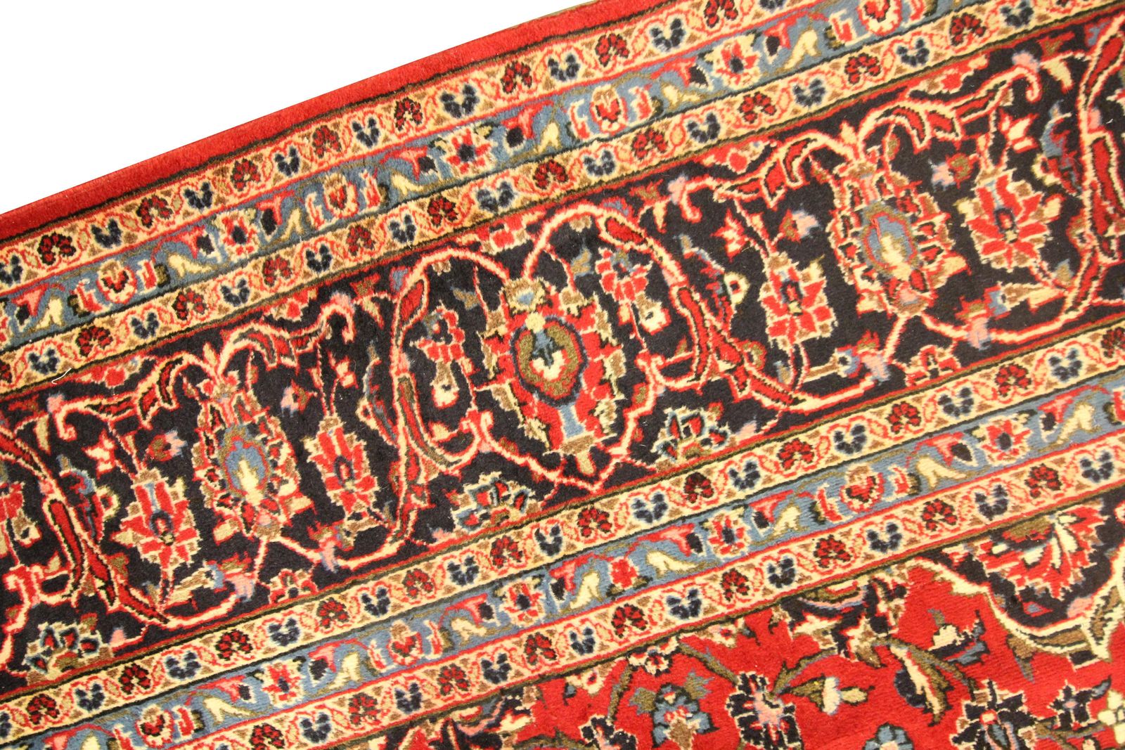 Tapis d'orient rouge fait main, motifs floraux traditionnels, tapis de salon photo Textiles