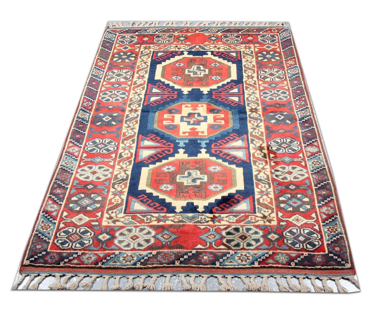 Hand Knotted Oriental Carpet Traditional Geometric Turkish Rug photo furniture