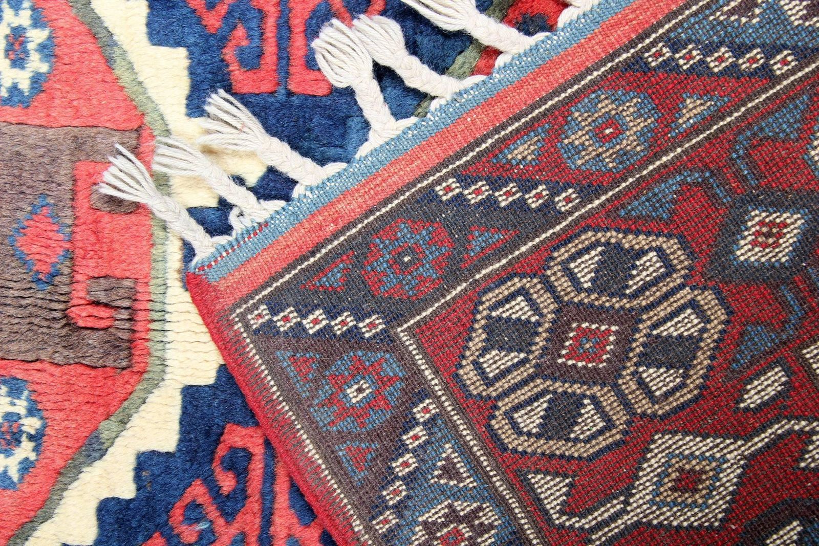 Hand Knotted Oriental Carpet Traditional Geometric Turkish Rug photo Textiles