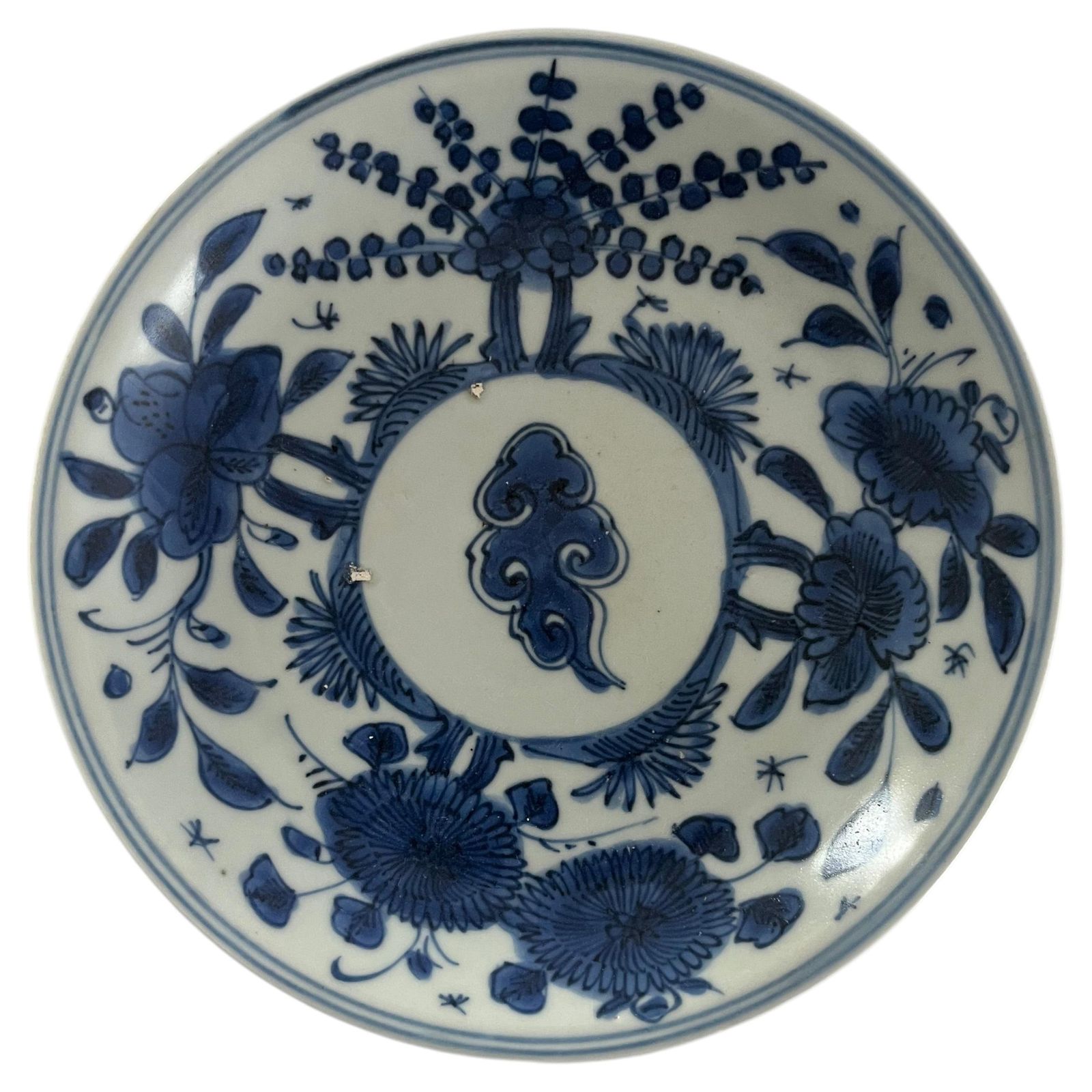 Antiek Chinees Ming-porselein, bord, blauw en wit, Wanli ca. 1600
