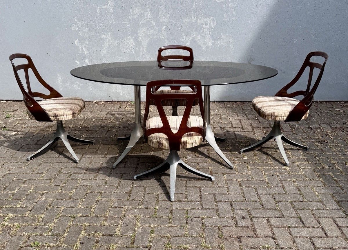 Chromcraft Grafton USA 1970s Glass Table & Chairs Restoration Project A/F photo vintage
