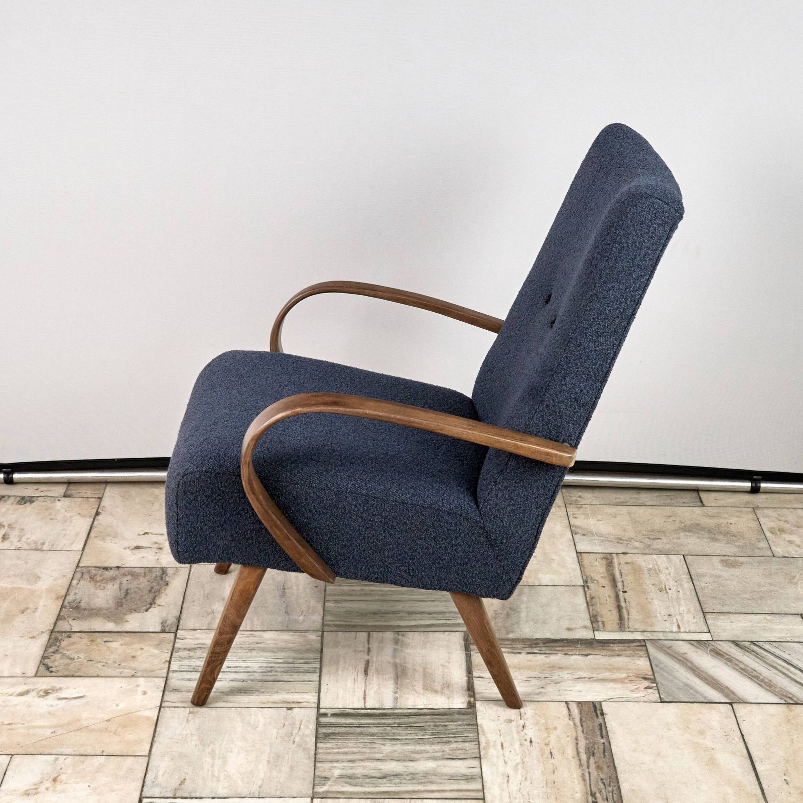 Furniture Vintage Armchair Designed By Jindrich Halabala, 1950s, Czechoslovakia photo