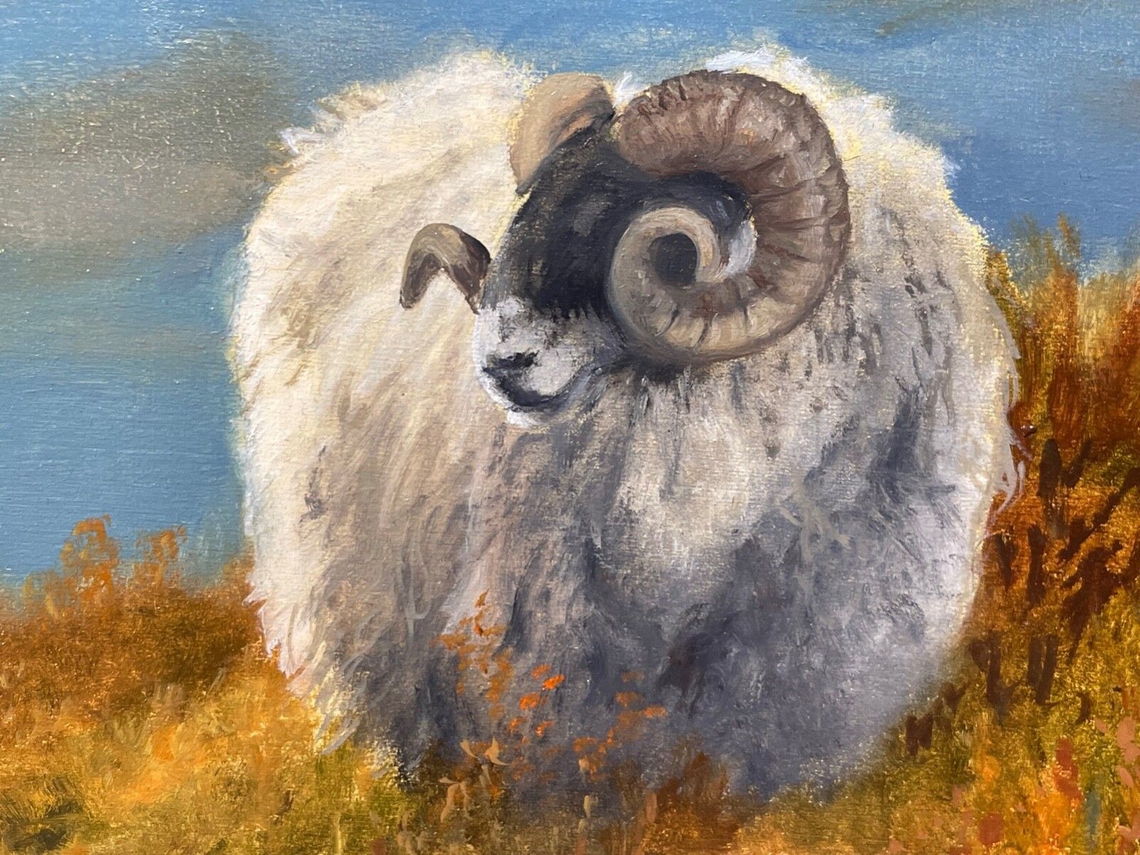 3300.0 Brits olieverfchilderij met schapen in Schots Highlandslandschap, gesigneerd door Elizabeth Halstead photo