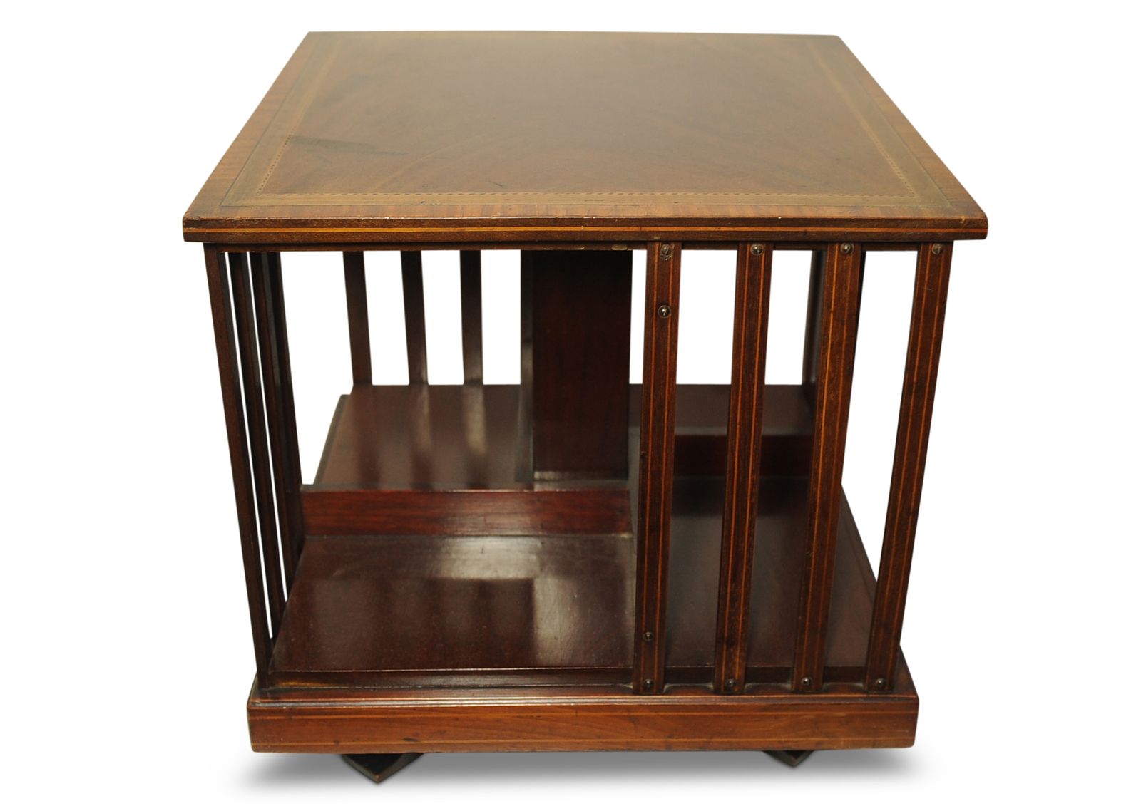 A Victorian Handmade Mahogany Revolving Tabletop Bookcase With In Lay Detailing & Flame Mahogany Top photo for sale