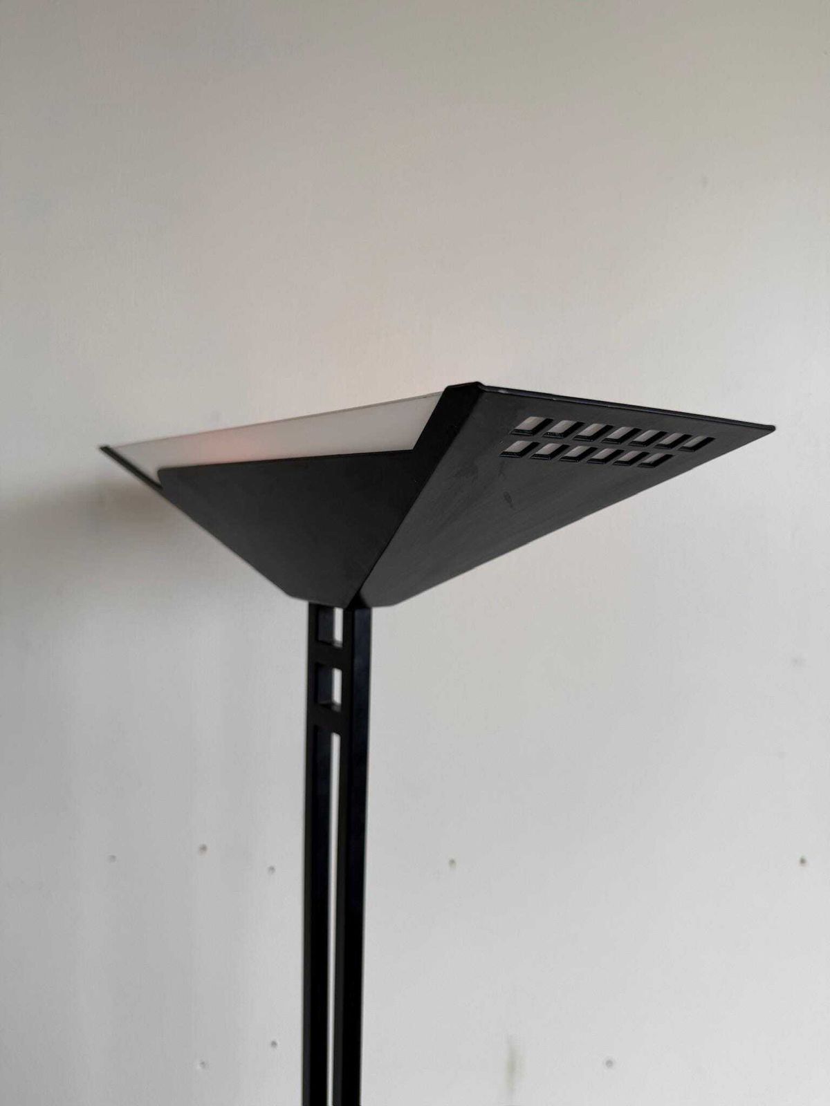 Vintage Postmodern Black Large Floor Lamp Uplighter By Relco Milano With Dimmer photo 255.0