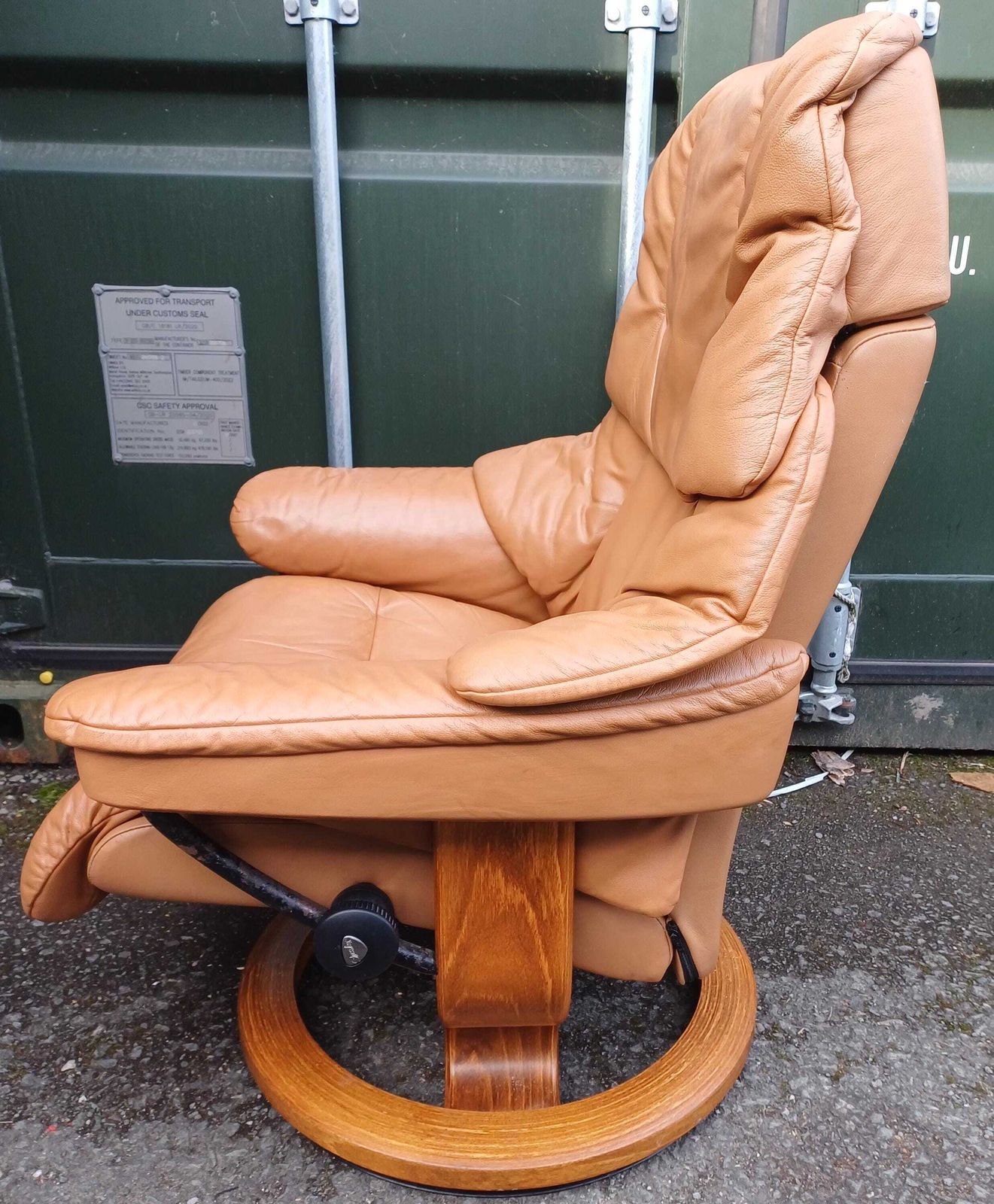 photo furniture Ekornes Stressless Tan Leather Swivel Recliner Armchair & Footstool   Free Delivery Within 50 Miles, Further "At Cost"