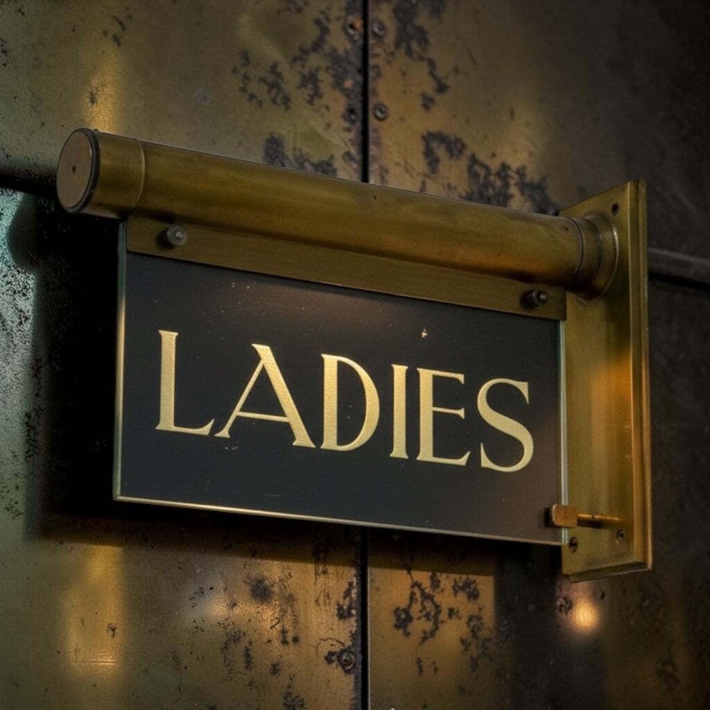 Antique "Internalite" Illuminated Brass Glass 'Ladies' Wall Sign 1930s photo for sale