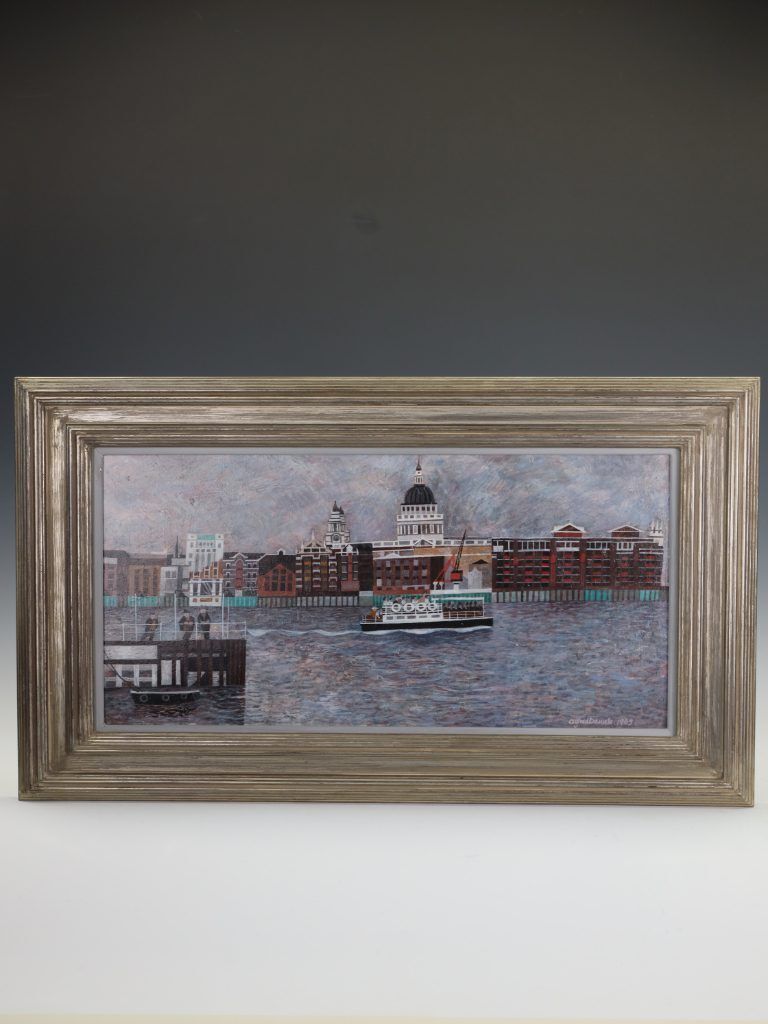 Alfred Daniels Rba Rws Oil Painting ‘St. Paul's Across The Thames’ London View, 1969 photo furniture