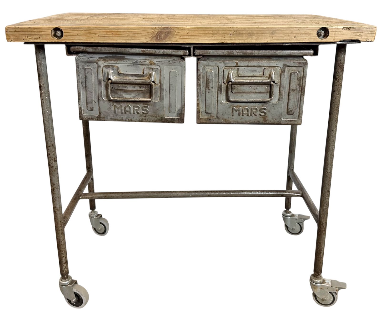 Industrial Worktable On Wheels, 1960s