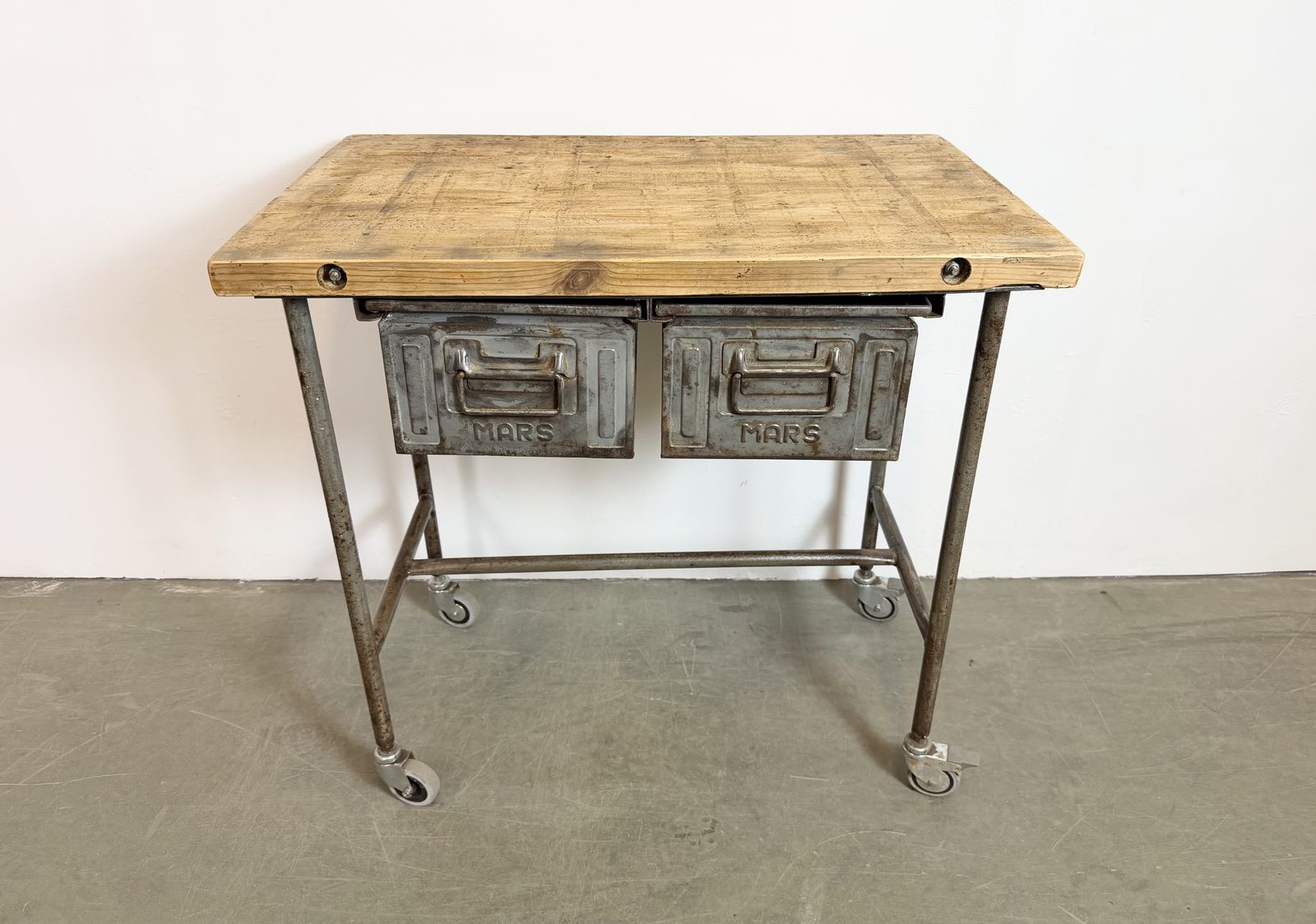 Industrial Worktable On Wheels, 1960s photo Furniture