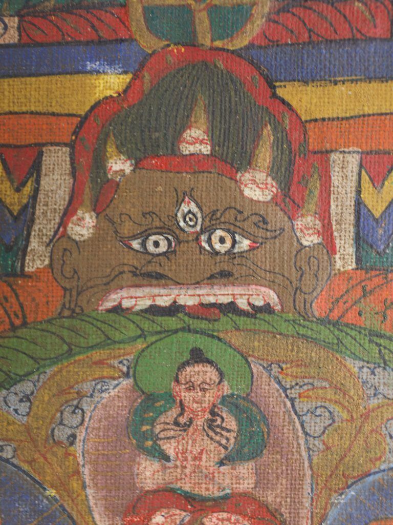 Large Antique Tibetan Buddhist Mandala Thangka Painting On Canvas, Framed photo 2800.0