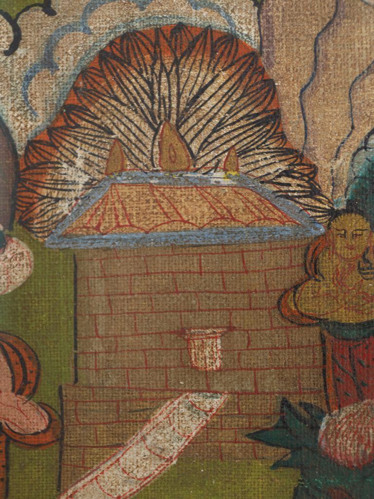 photo buy Large Antique Tibetan Buddhist Mandala Thangka Painting On Canvas, Framed