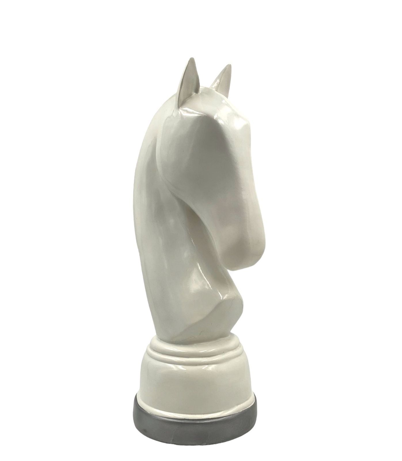 White Resin Chess Horse Sculpture, Italy 1970s photo furniture