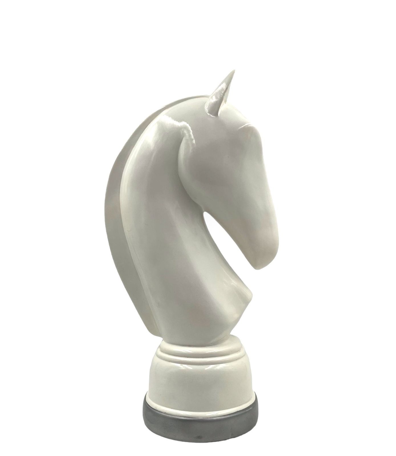 White Resin Chess Horse Sculpture, Italy 1970s photo vinterior
