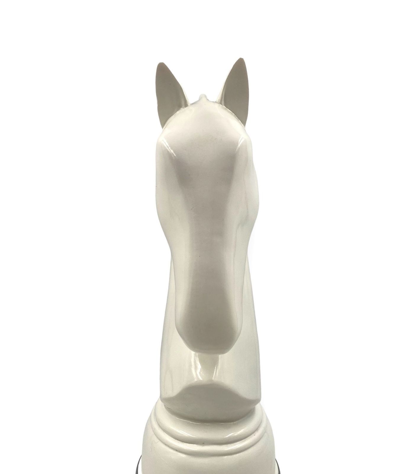 photo for sale White Resin Chess Horse Sculpture, Italy 1970s