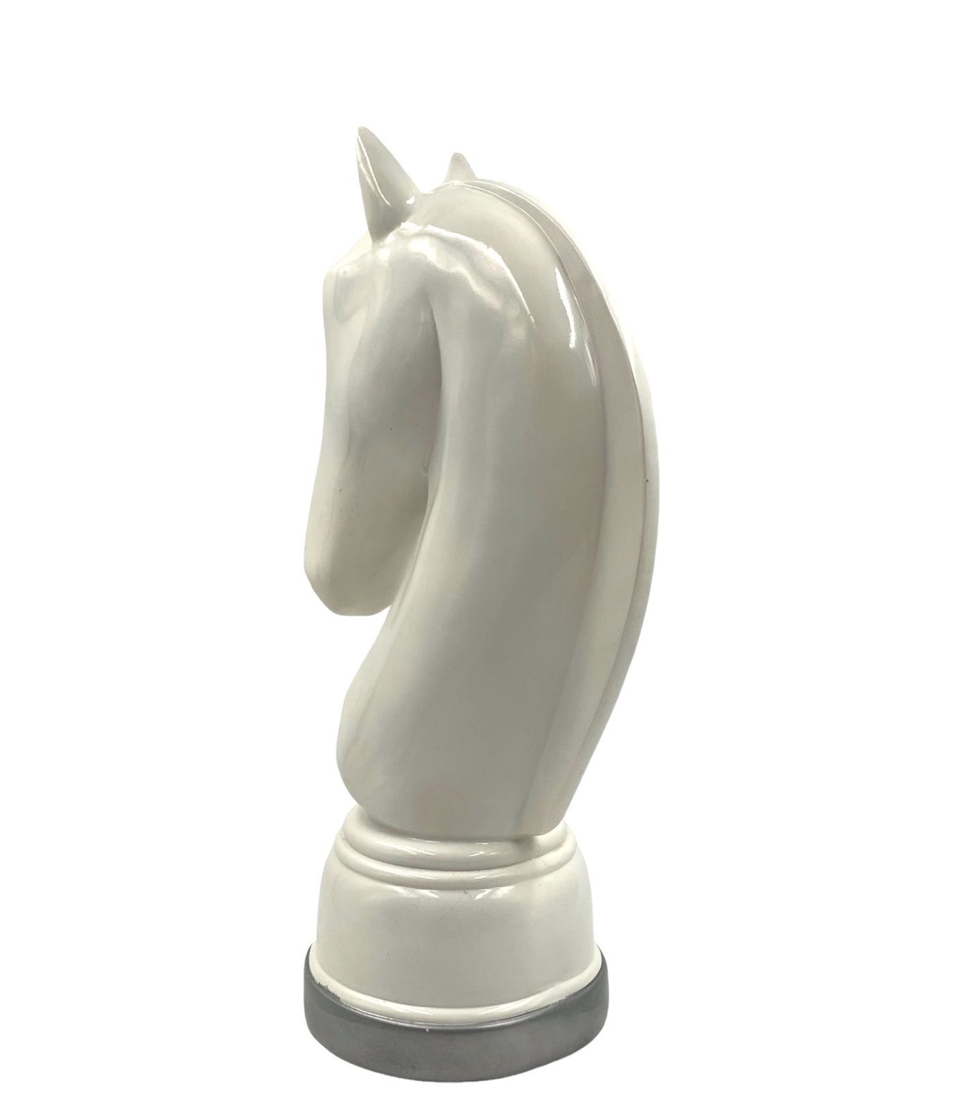 320.0 White Resin Chess Horse Sculpture, Italy 1970s photo