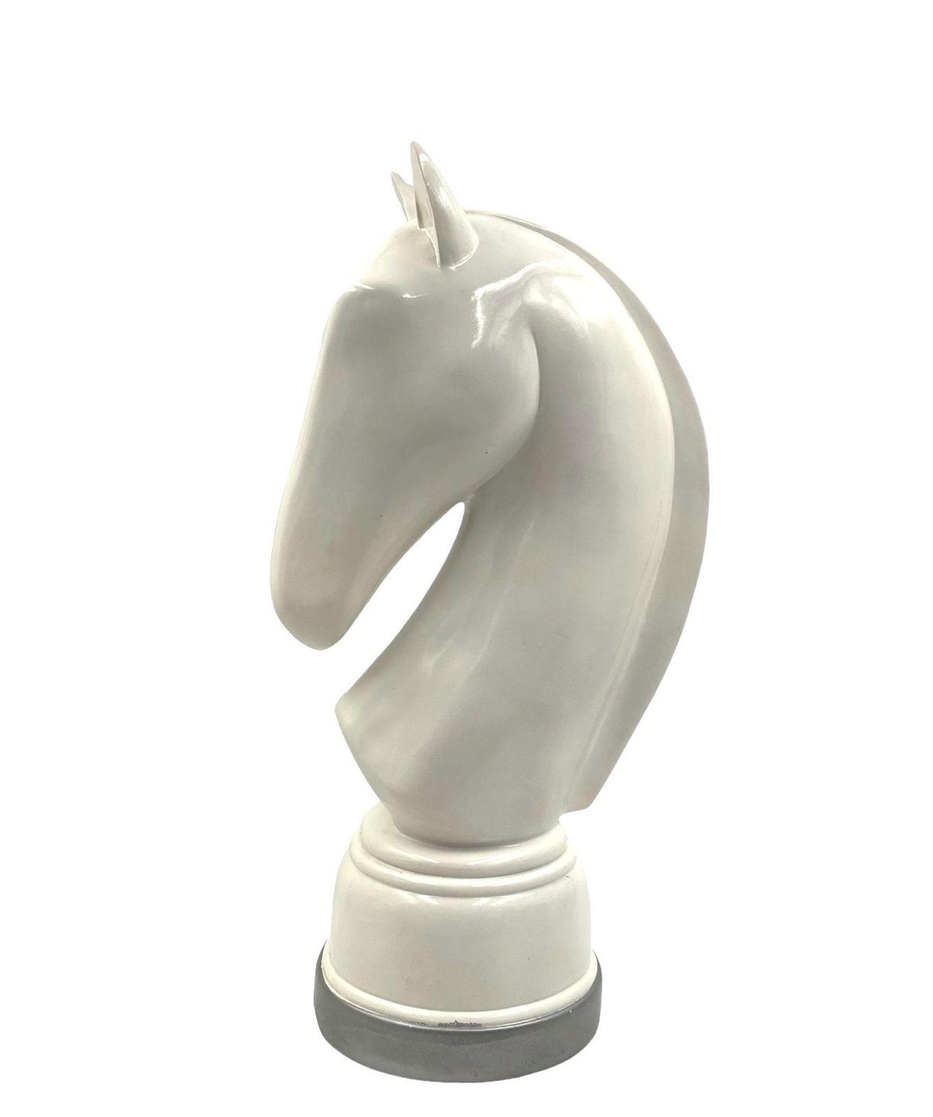 photo buy White Resin Chess Horse Sculpture, Italy 1970s