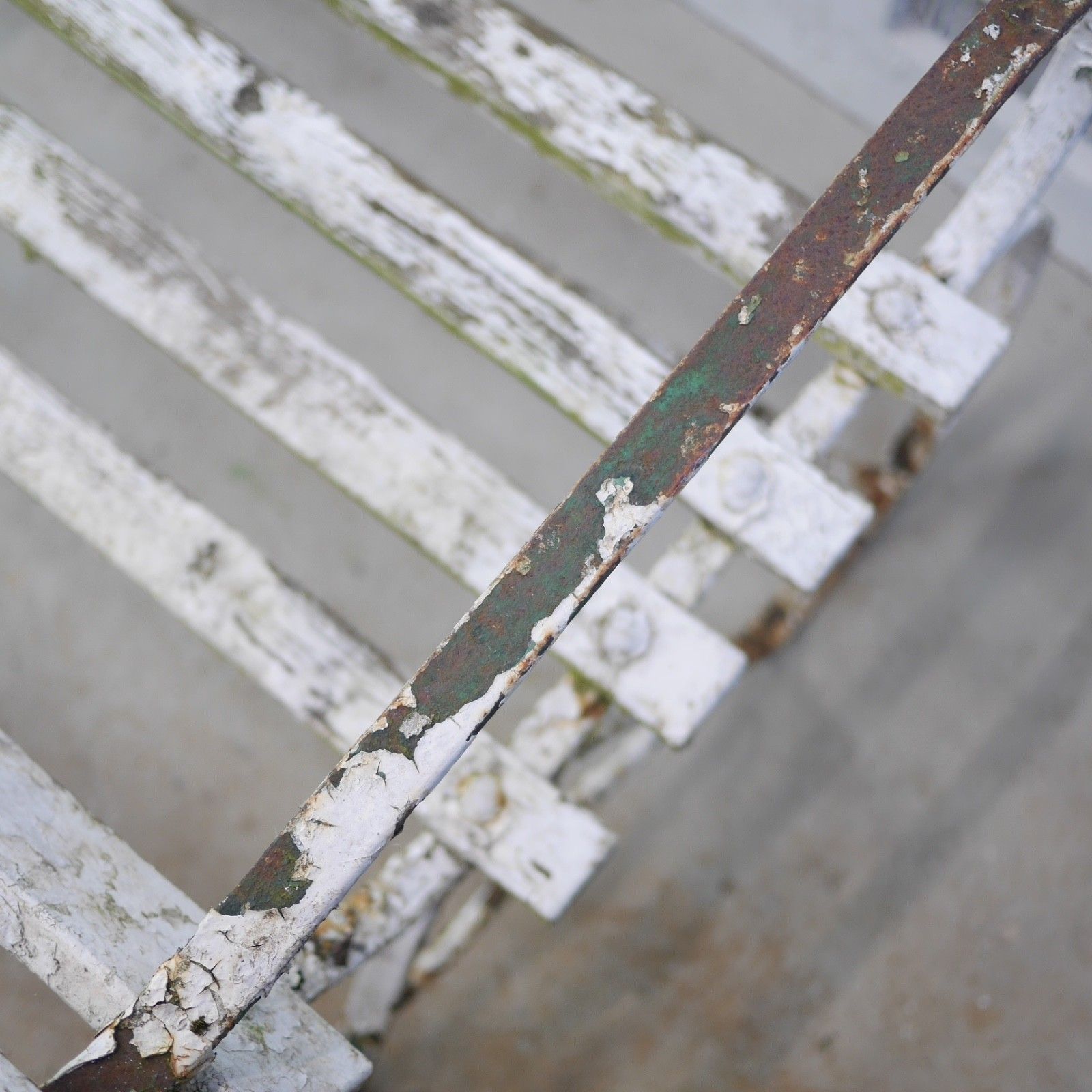 photo buy Antique Victorian Wrought Strap Iron Weathered Garden Bench #103203