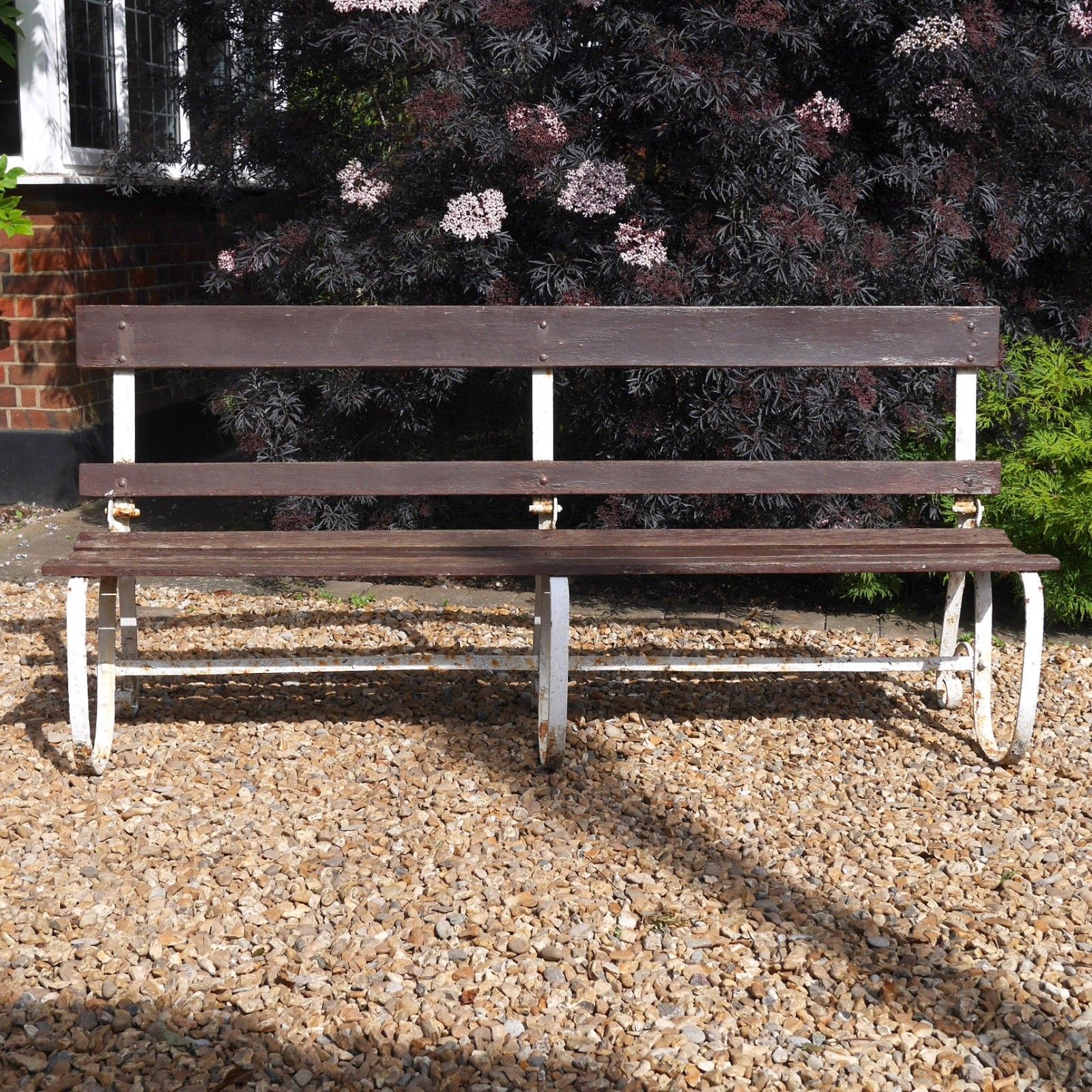 photo for sale Antique Wrought Strap Iron Weathered Garden Bench Folding #103207