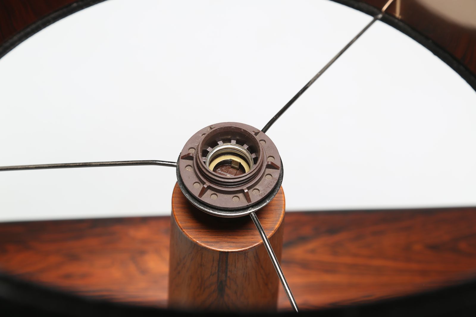 photo for sale Mid Century Modern Sculptural Tapered Brazilian Rosewood Table Lamp, Denmark, 1960s.