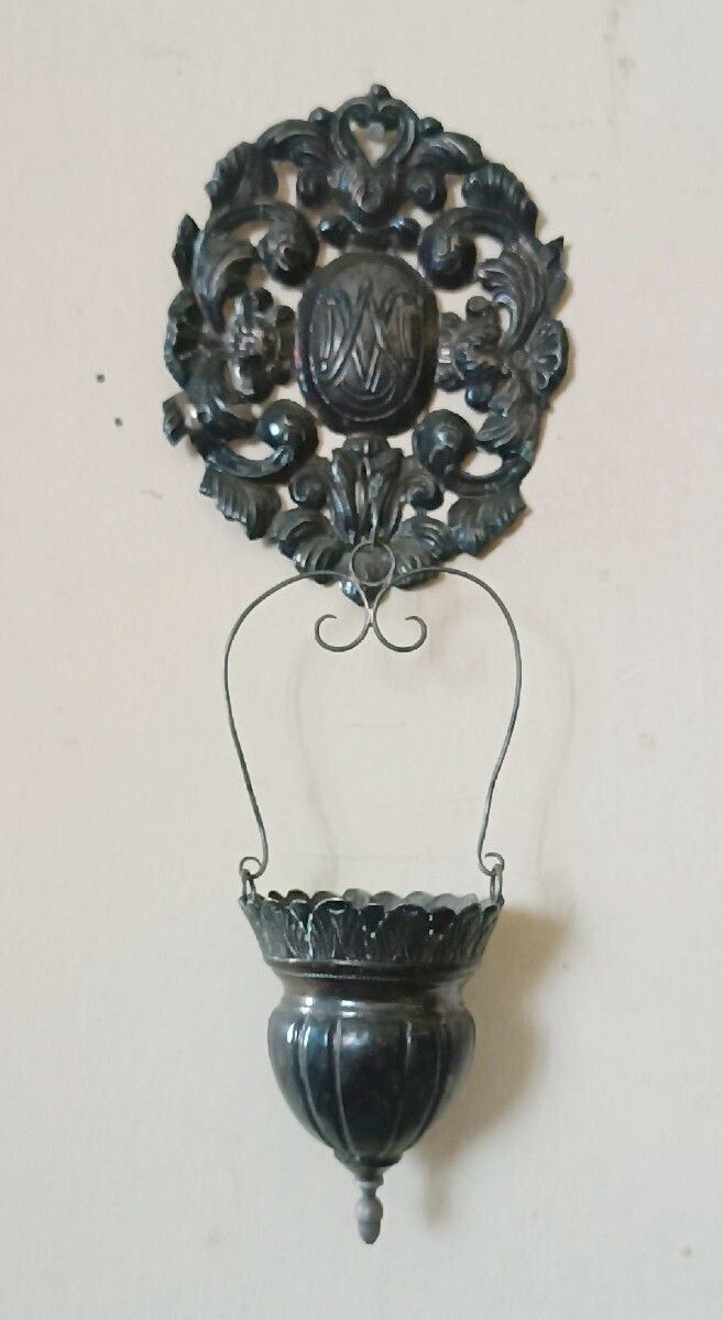 19th Century Italian Craftsmanship. Silver Holy Water Font With Removable Basin. photo furniture