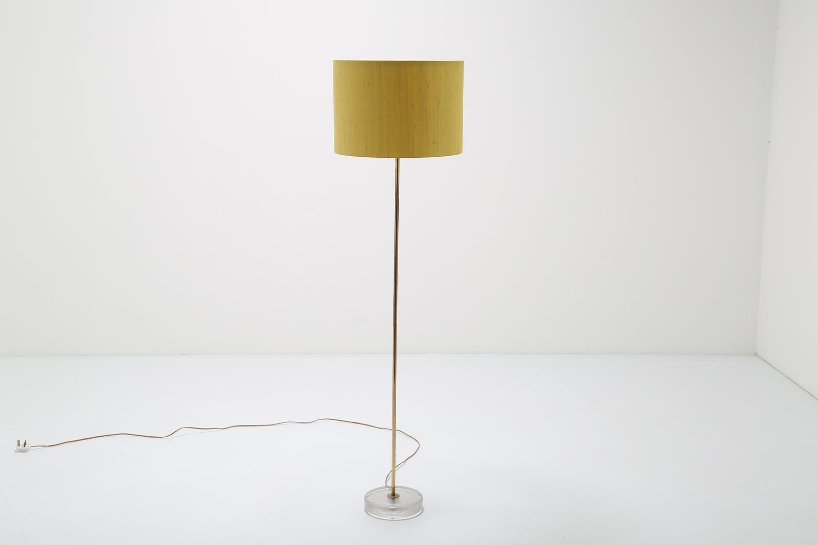 Mid Century Swedish Brass And Frosted Glass Floor Lamp By Falkenbergs Belysning, 1960s