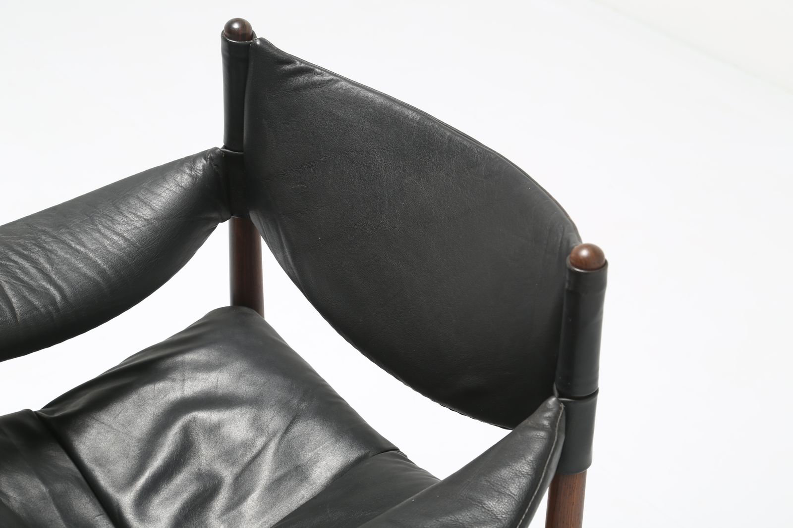 Fauteuil « Modus » Kristian Vedel en palissandre et cuir noir, lot de 6, pour Søren Willadsen, Danemark, années 1960 photo buy