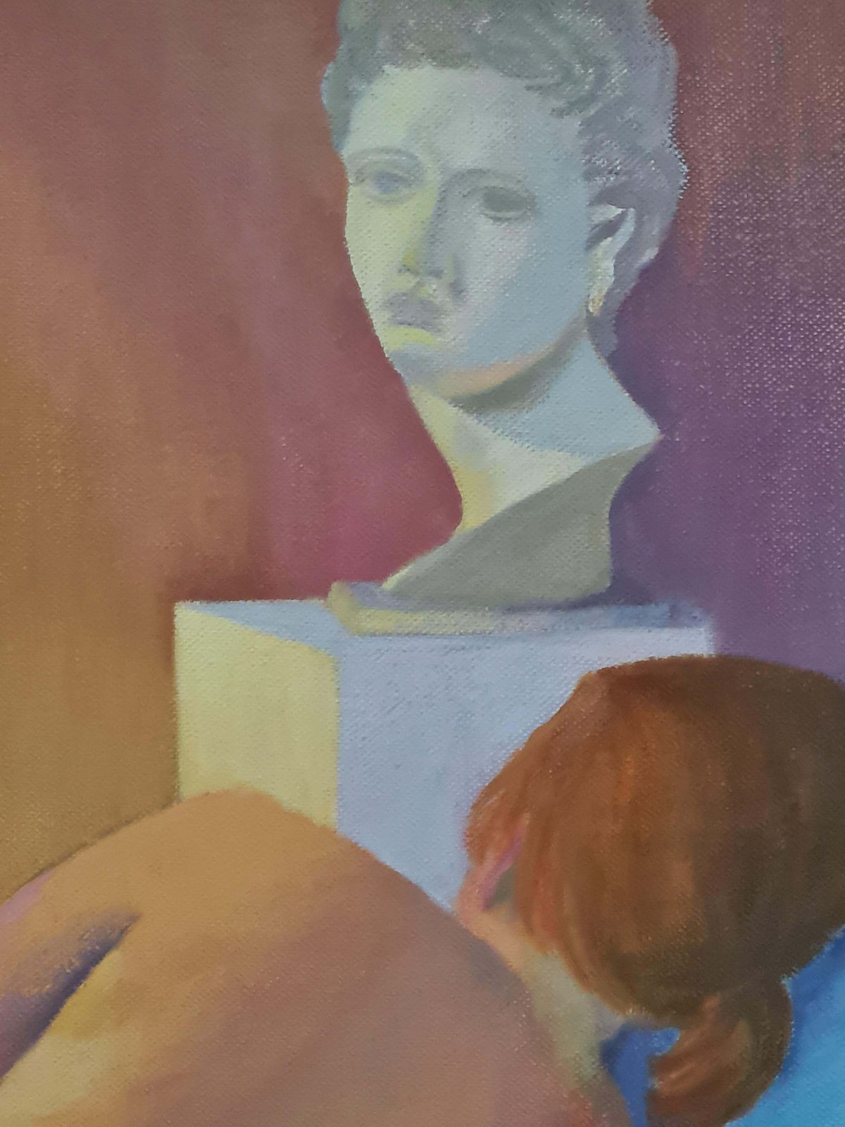 Surrealist Colourful Female Nude Painting, Oil On Canvas, After De Chirico photo buy
