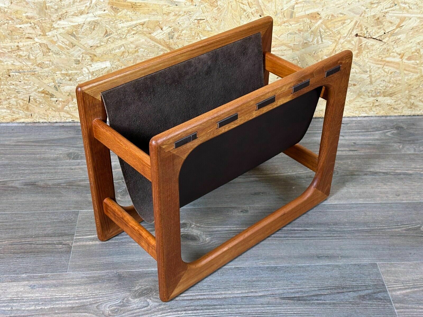 60s 70s Newspaper Holder Newspaper Stands R Aksel Kjersgaard Made Of Teak & Leather photo for sale