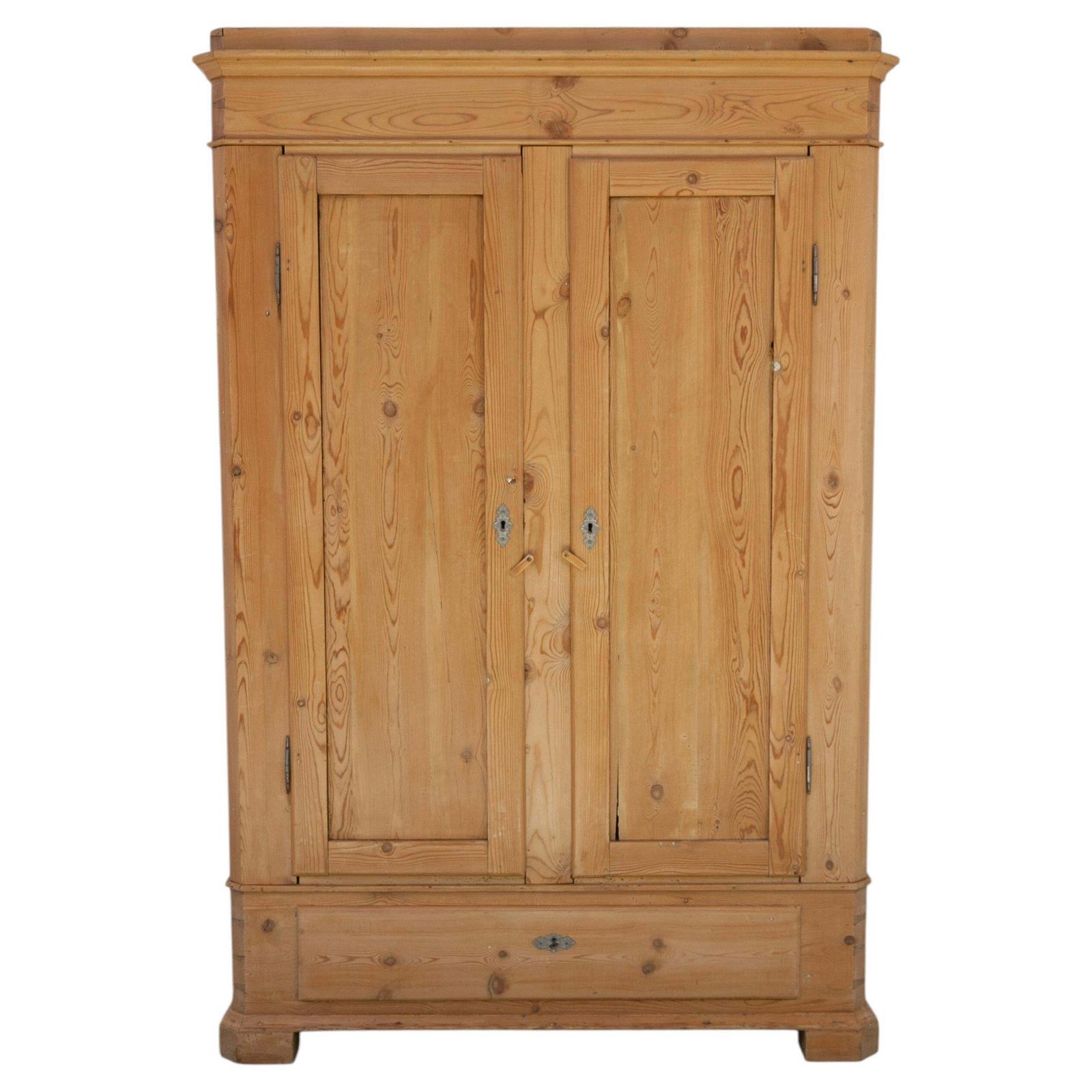 Antique Danish Farmhouse Pine Wardrobe, 1880s.
