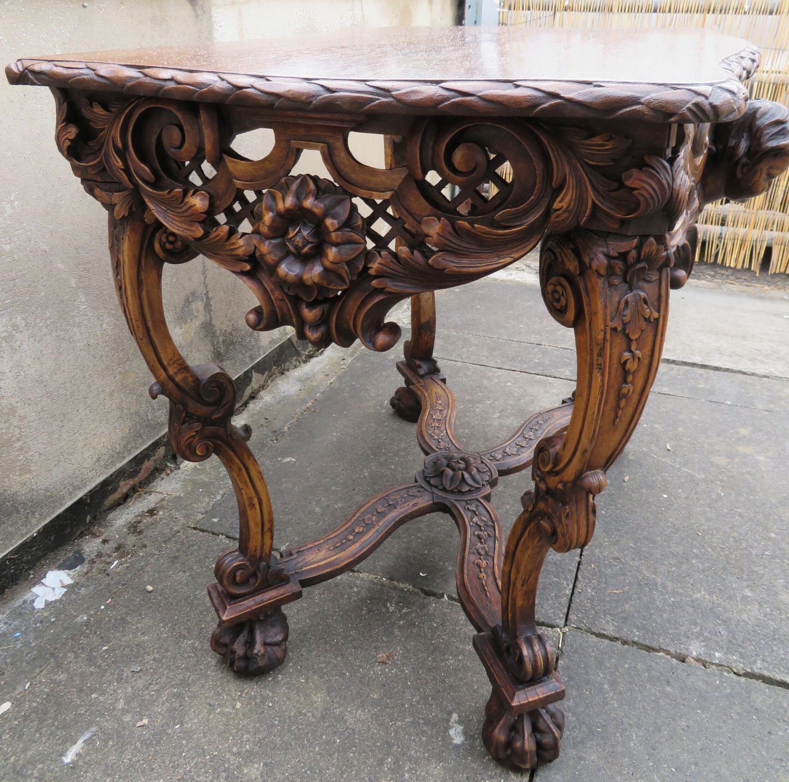 Italian Carved Walnut Baroque Console Side Table photo furniture