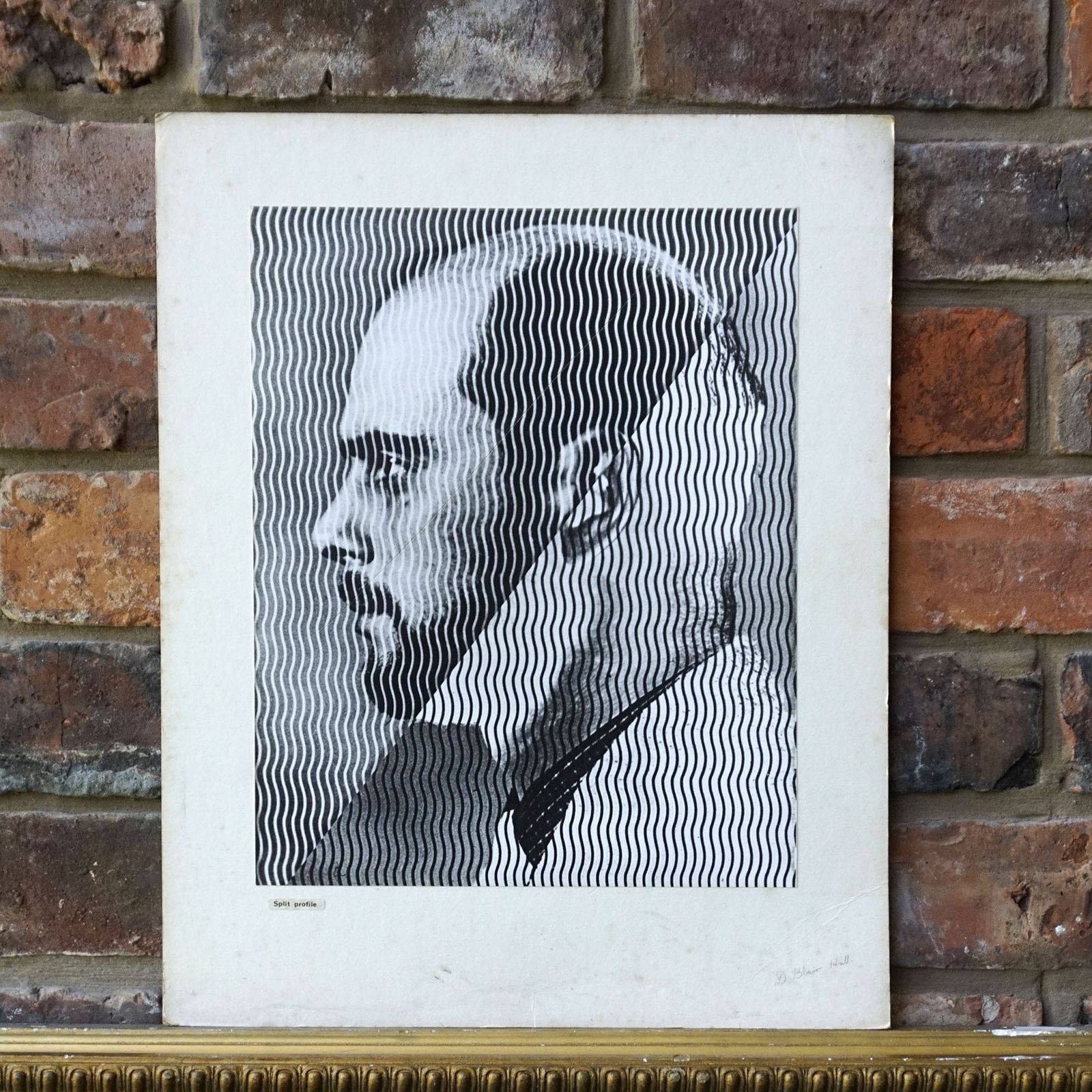 1968 Large Black & White Photograph Op Art Portrait 'Split Profile' Signed & Dated Abstract Fine Art Print photo 75.0