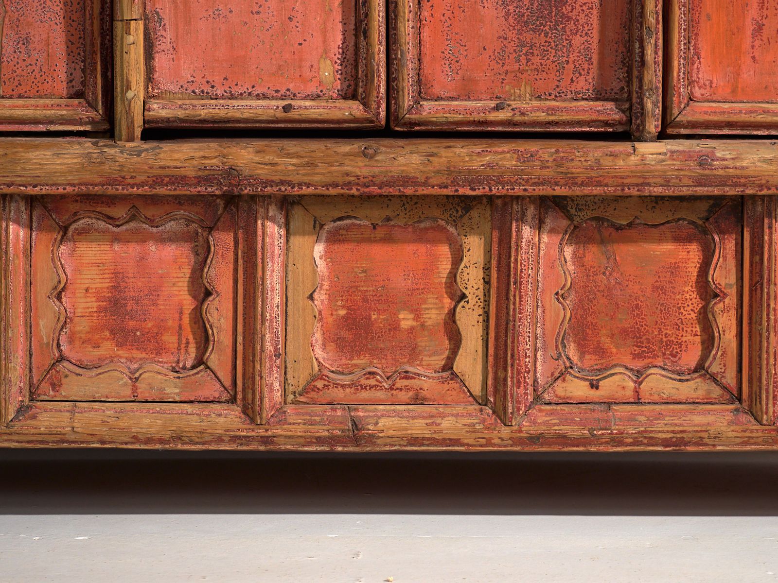 Shanxi Pine Sideboard With Original Red Painted Finish And Four Drawers – China, Circa 1930 photo vintage