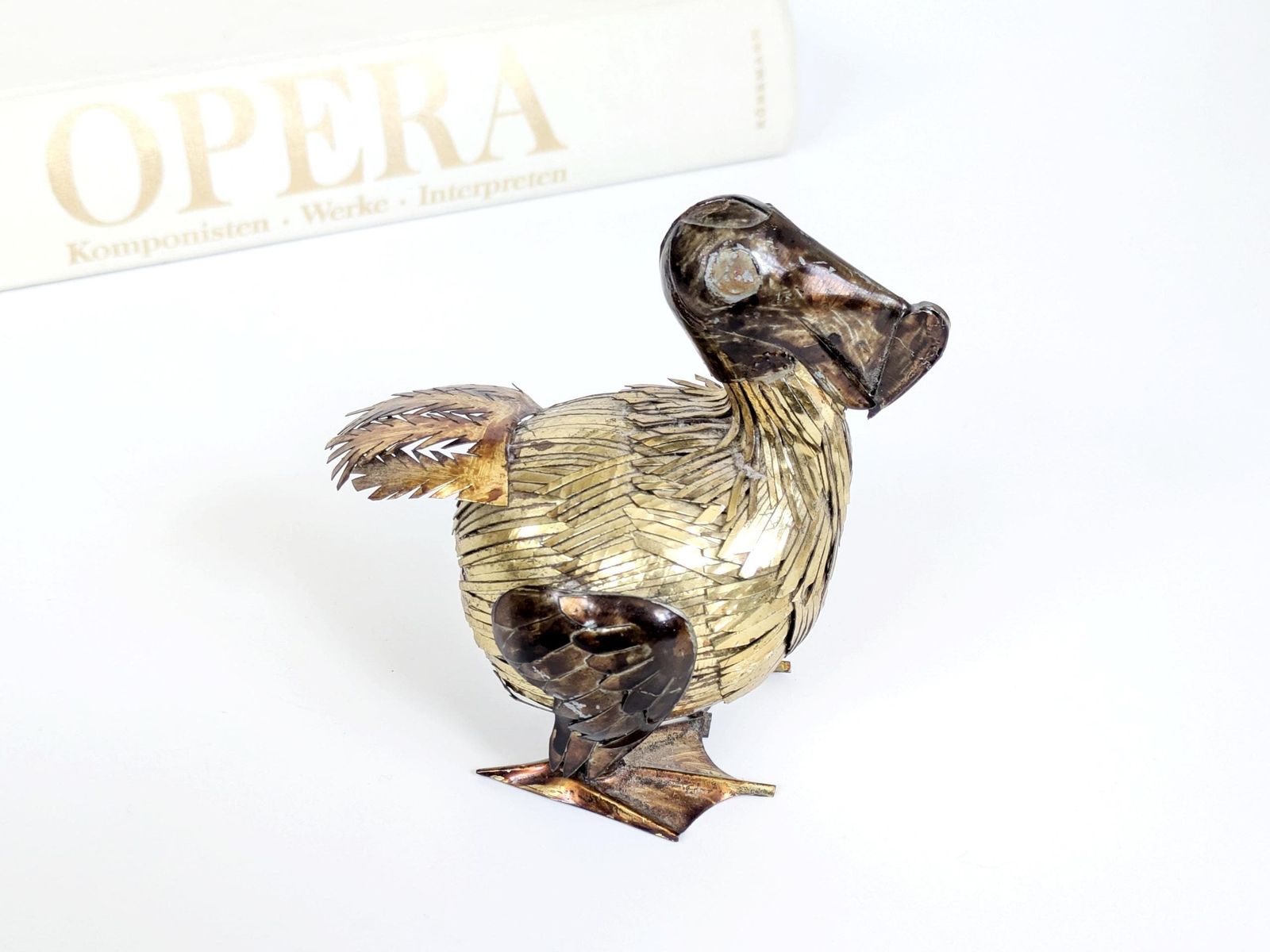 Mid-Century Brutalist Dodo-vogelsculptuur in messing en koper, handgemaakt, gemengde metalen, jaren 1960 photo furniture