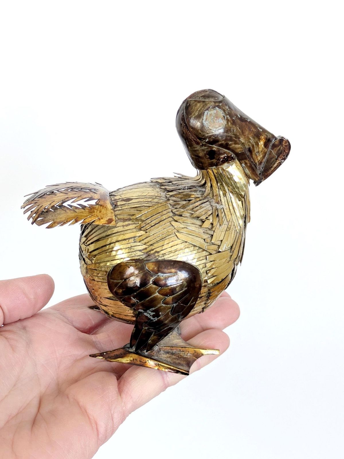 Mid Century Brutalist Dodo Bird Sculpture In Brass & Copper, Handcrafted Mixed Metal 1960s photo Art