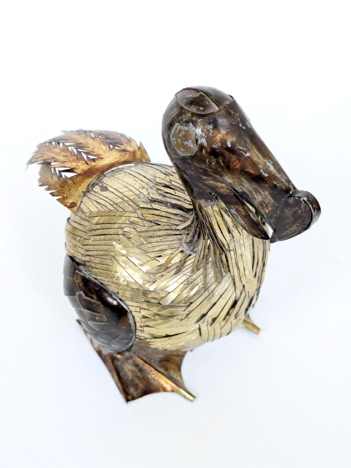 photo for sale Mid-Century Brutalist Dodo-vogelsculptuur in messing en koper, handgemaakt, gemengde metalen, jaren 1960