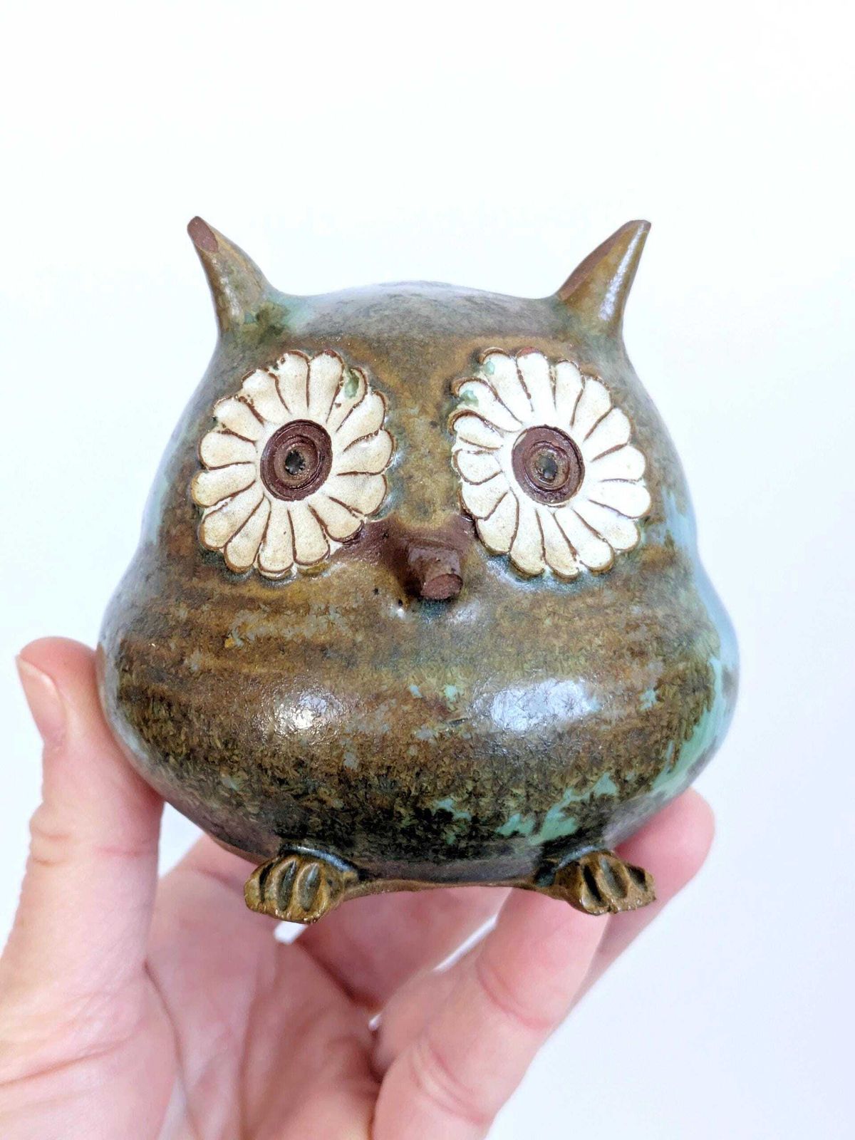 Mid Century Ceramic Owl Figurine Scandinavian Modern Paperweight Nordic Decor photo buy