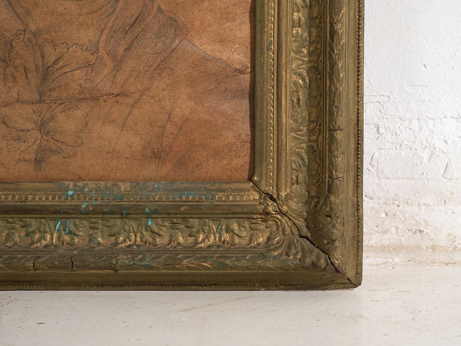 Antique Pencil Portrait In Gilded Frame – Central Europe, Circa 1840 photo 396.0