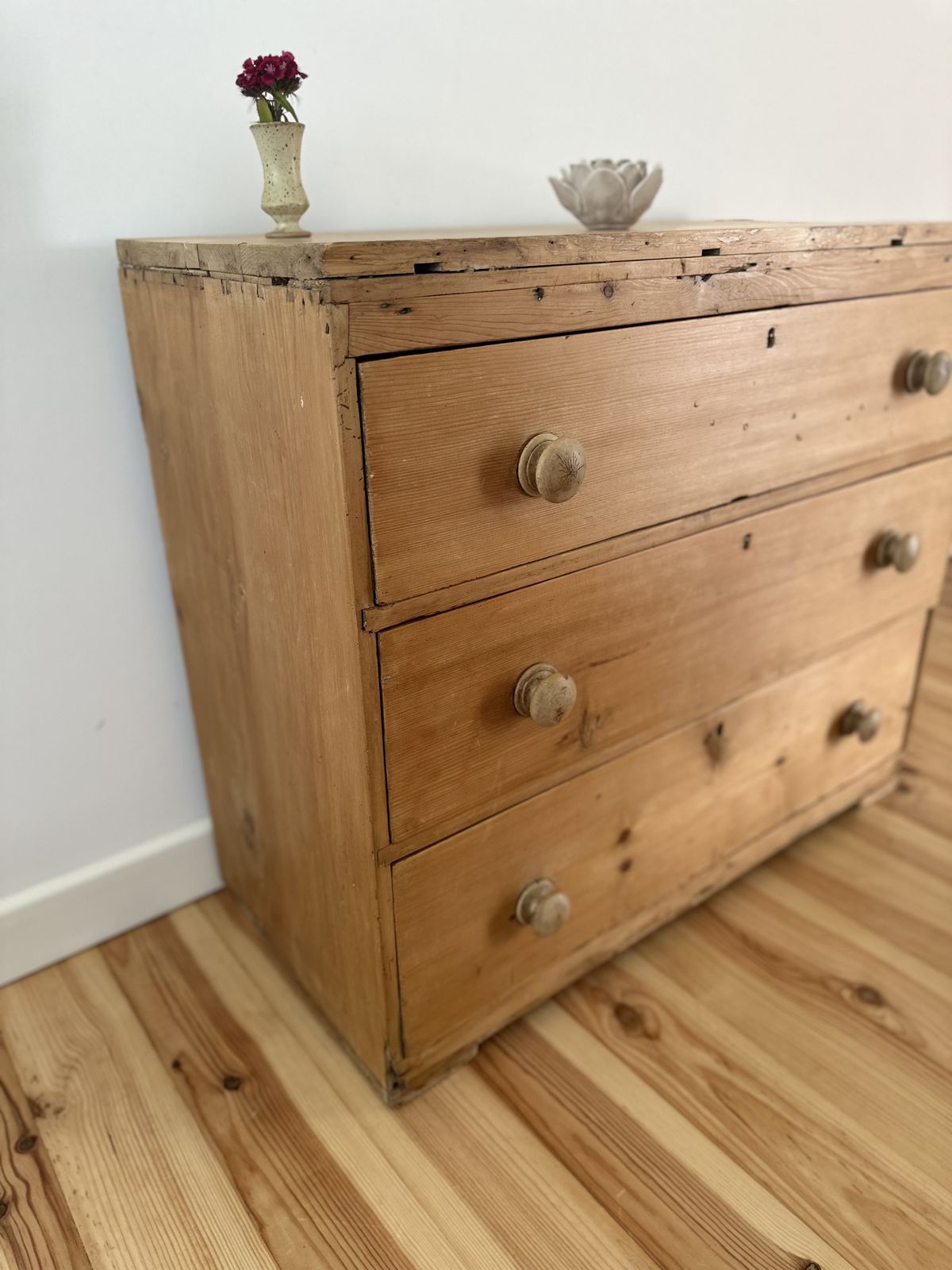 Furniture Antique Pine Chest Of Drawers Stripped Pine photo