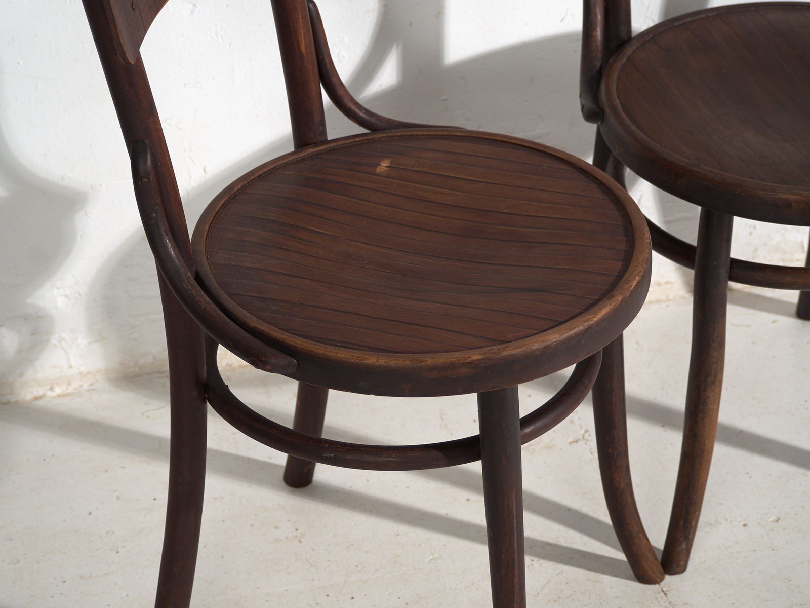Pair Of Thonet Style Bentwood Chairs With Curved Board Back – Central Europe, Circa 1920 photo for sale