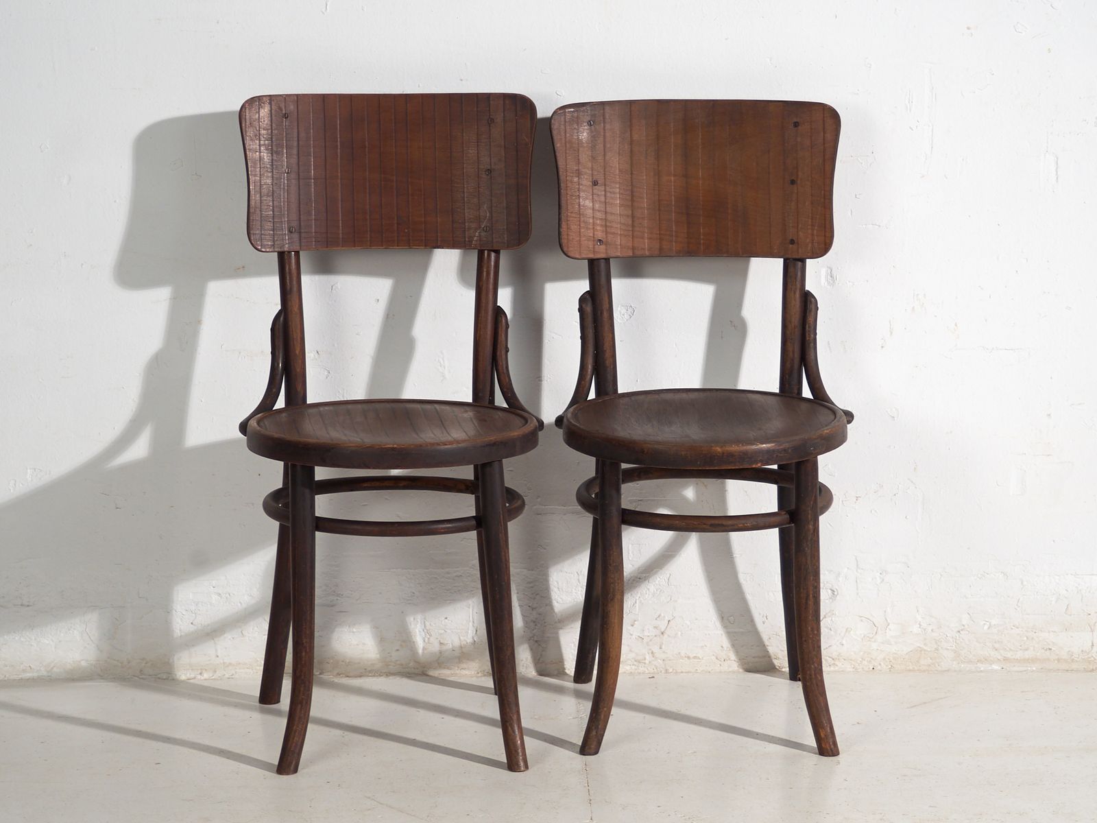 Pair Of Thonet Style Bentwood Chairs With Curved Board Back – Central Europe, Circa 1920 photo Furniture