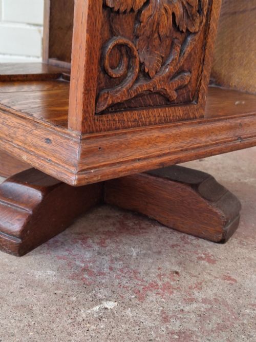 photo for sale Antique Victorian Carved Golden Oak Revolving Bookcase