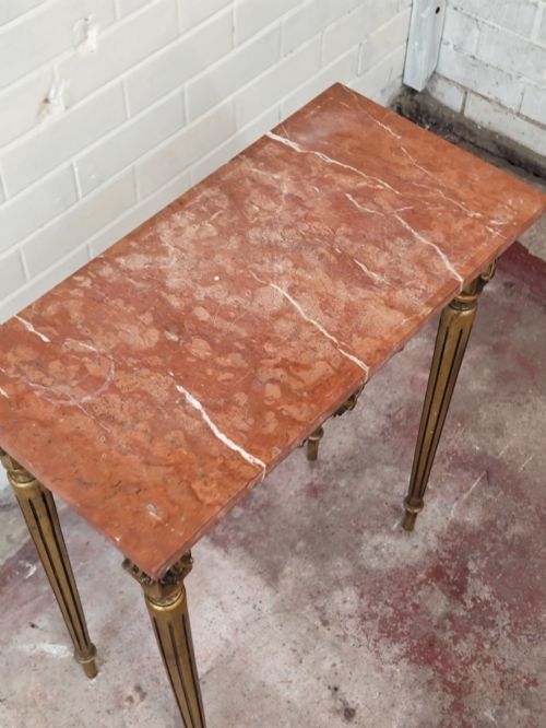 Diminutive Vintage French Giltwood Marble Top Console Side Table photo buy