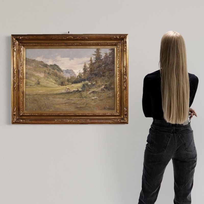 Italiaans landschapsschilderij, gesigneerd Giuseppe Gheduzzi, begin 20e eeuw photo furniture