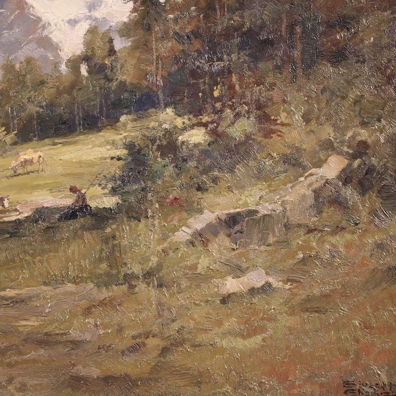 3450.0 Italiaans landschapsschilderij, gesigneerd Giuseppe Gheduzzi, begin 20e eeuw photo